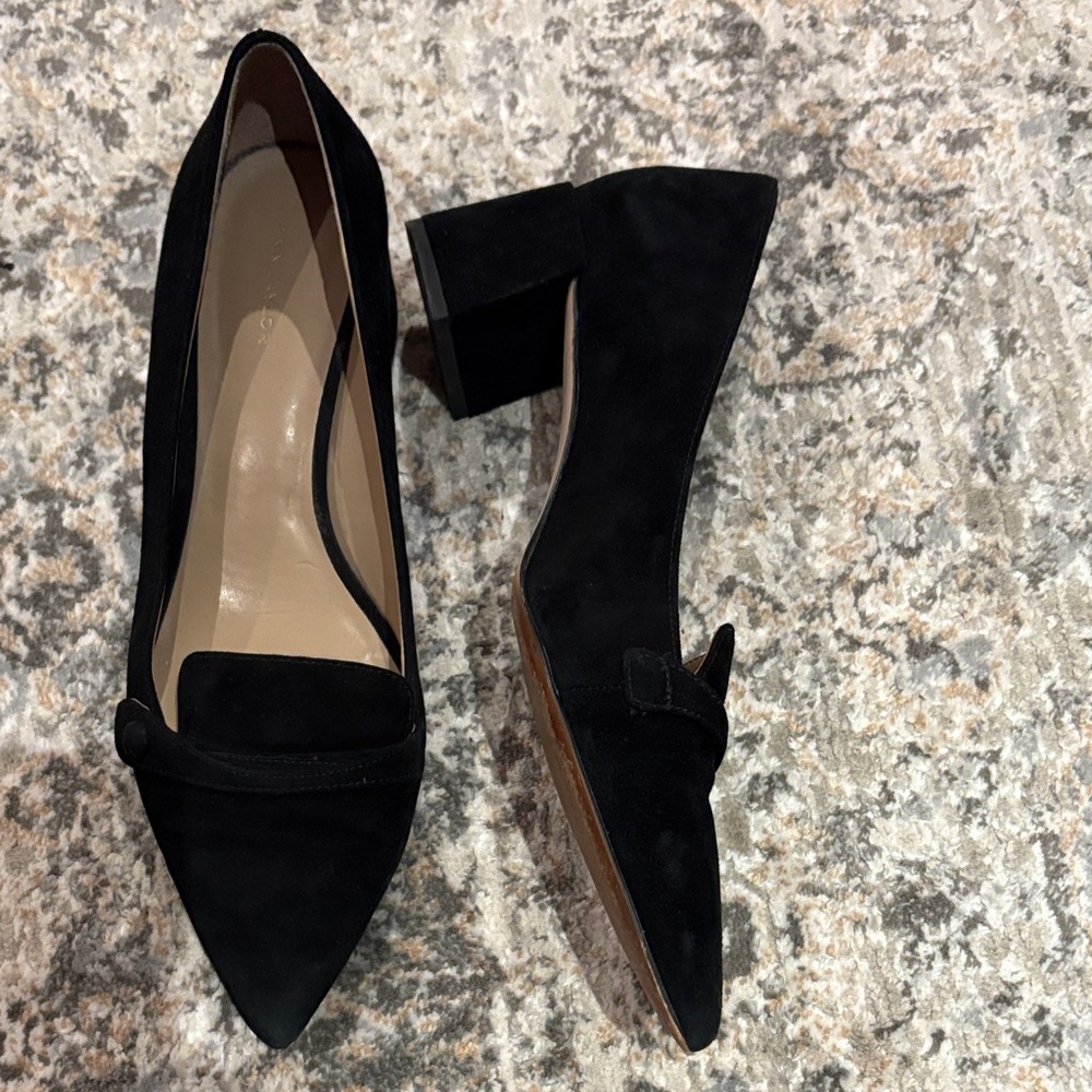 Ann Taylor Black Suede Block Heels